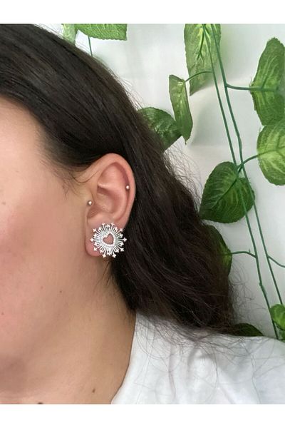 LUXURY Zircon Stone Detailed VIP Steel Earrings