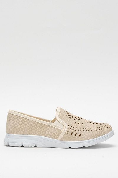Liger Women's Laser Patterned Casual Women's Sports Shoes Cream