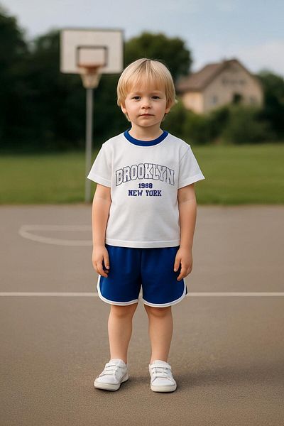 LUESS Boys' 100% Cotton Brooklyn Printed Shorts Set - Navy Blue (3-4 Years 8-9 Years)