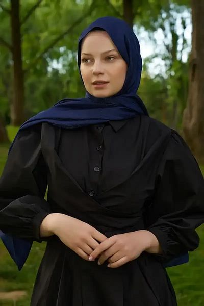 Madame Polo Σάλι Ζακάρ με μοτίβο Elegance Silva - Navy Blue