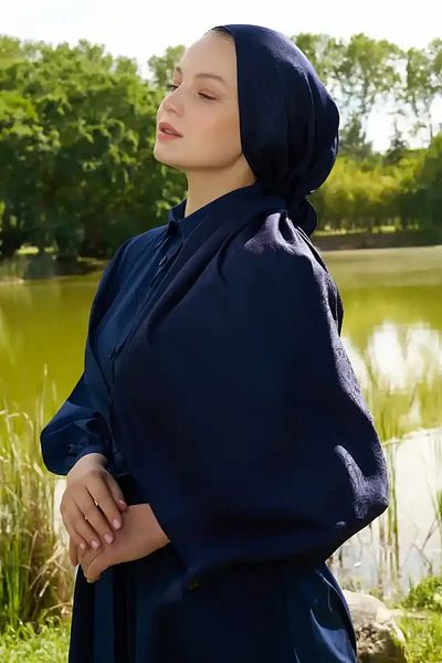 Madame Polo Σάλι Ζακάρ με έθνικ σχέδιο Elegance - Navy Blue