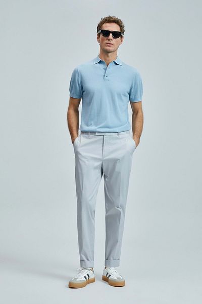 Lufian 111190339 Plus Smart Men's Chino Trousers Slim Fit Men's Trousers Stone