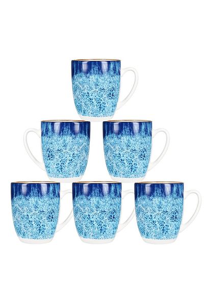 Tavola Set of 6 porcelain coffee and tea cups 350 ml OCEAN