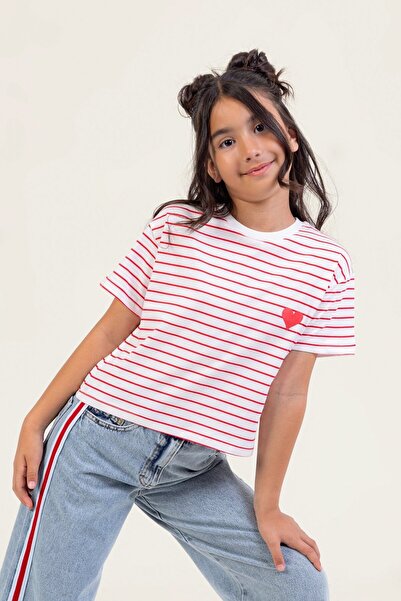 Dmb Μπλουζάκι με ριγέ καρδιά για κορίτσι