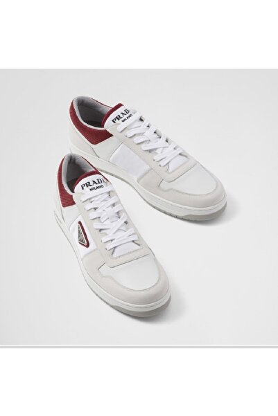Prada Sport Leather Sneaker with Metal Logo