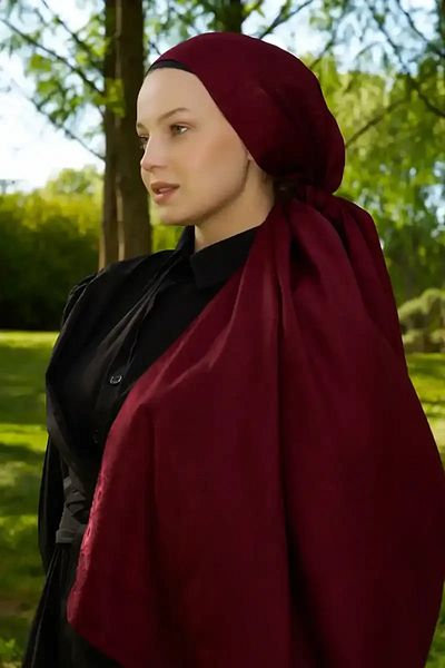 Madame Polo Σάλι Ζακάρ με μοτίβο Elegance Silva - Claret Red