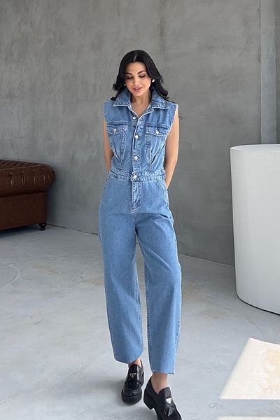 Seda Yalçın Atelier Blue Balloon Denim Jumpsuit