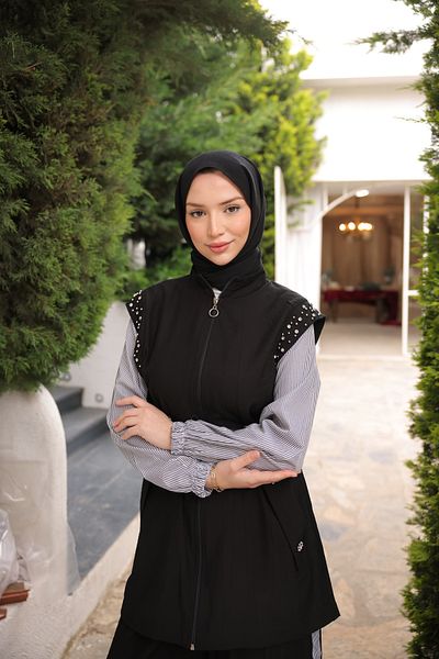 Ryzi Moda Women's Hijab Tracksuit Set, Top-Bottom Set, Stylish and Modern Hijab Clothing Stone Data