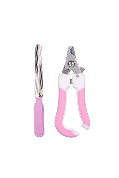 Ropet Set Cleste Profesional Taiat unghii animale si pila, Pisici, Caini, 13.5 cm, Roz
