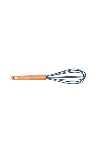 Parfait Silicone Whisk with Beech Wood Handle Brown and Navy Blue