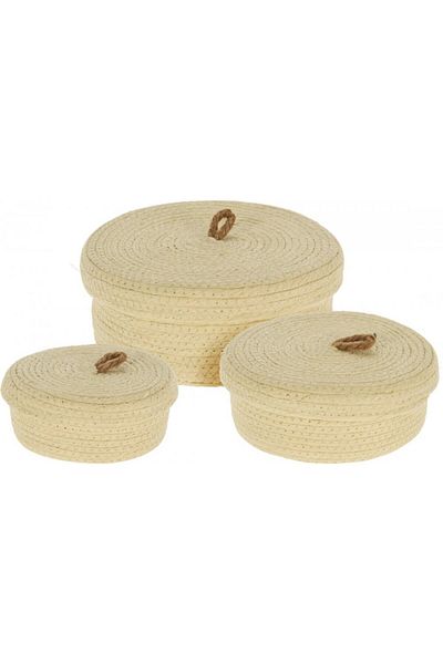 Kela Set of 3 storage baskets with lid, cream