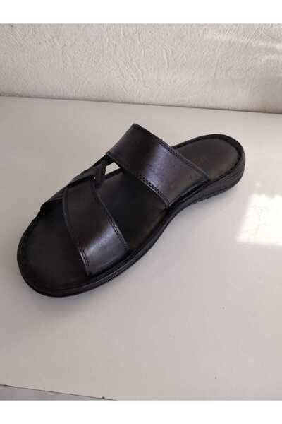 ARONA İki̇dost Lamb Leather Black Slippers