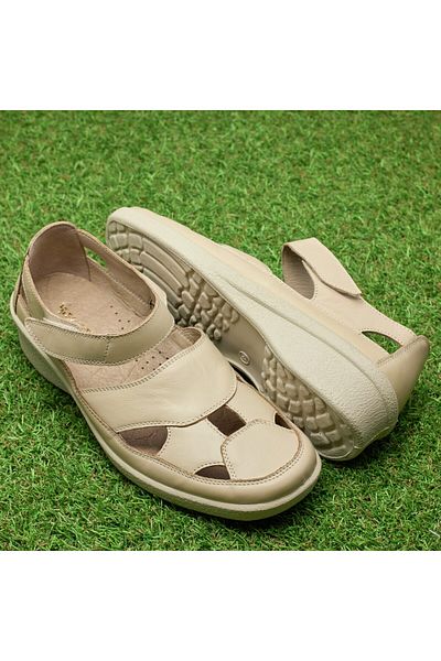 Tellus Women's leather sandals 02-18, Beige - 40