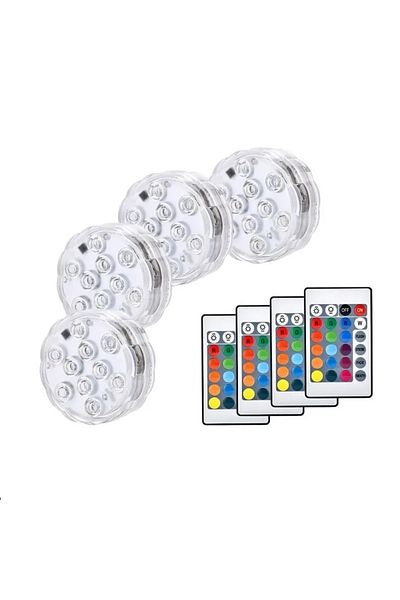 K KATHODE Set of 4 Underwater LED Bulbs for Swimming Pool, Jacuzzi, Aquarium, Ip68, 16 RGB Colors, Remote Control