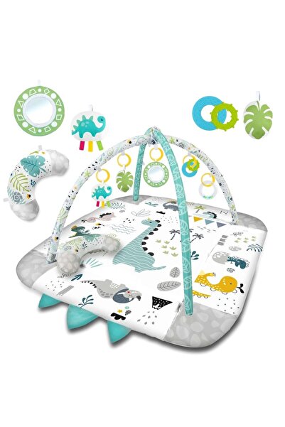 Smart Vibe Interactive and Educational Playmat and Activity Center, SoftyPlush HappyDino, Gray/Green