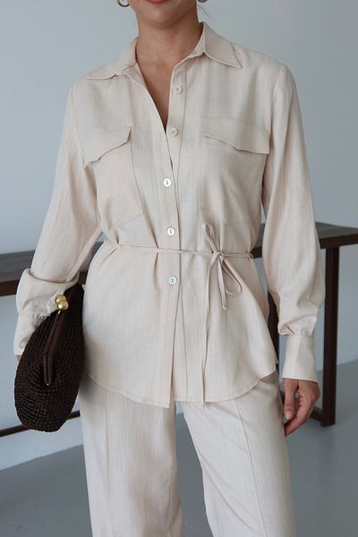 VUNTAL Linen Blend Women's Double Suit