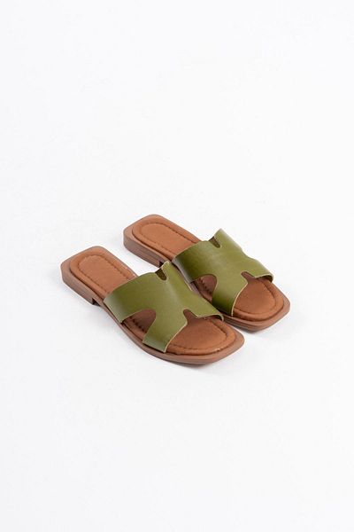 Zerenyus Παντόφλες Fergei Premium Khaki Green από γνήσιο δέρμα