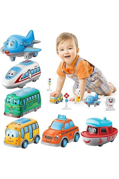 indiggo Set 6 Vehicule de Transport de Jucarie, Indiggo, Metalice, de Mici Dimensiuni, Multicolor
