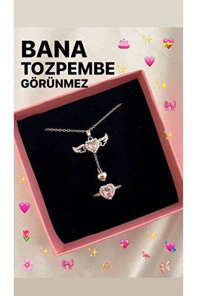 SEJURA Hediye Kutusunda Gümüş Kaplama Sevgi Meleği Kolye + Yüzük