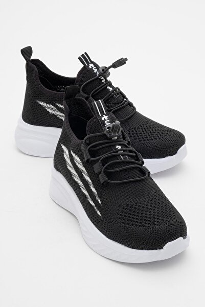 CCWAY AYAKKABI Πλεκτά Παιδικά Αθλητικά Παπούτσια 31-35 ΜΑΥΡΟ ΛΕΥΚΟ