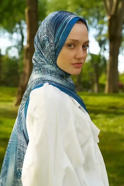 Madame Polo Σάλι Crystal Hola Pattern - Μπλε