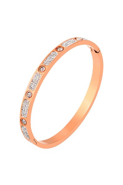 Tessero Fixed Bangle Bracelet with Zircon Stones, Stainless Steel, Magnet Clasp, 18K Gold Plated, Tessero, R