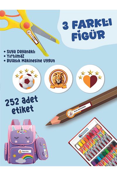 YUNUS COPY School Label Pen Notebook Label Yellow Red Team Themed Special Name Writable Label - 252Pcs
