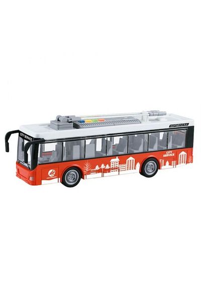 indiggo Troleibuz cu lumini și sunete, scară 1:16, roșu, 26 cm
