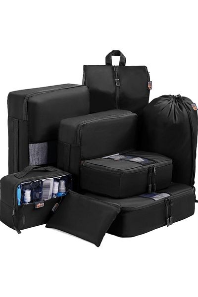 Bogadini Set of 8 Travel Organizers – Waterproof, Black Color,