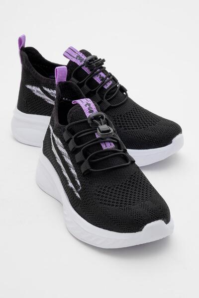 CCWAY AYAKKABI Трикотажні дитячі спортивні черевики 31-35 ЧОРНИЙ ЛІЛА