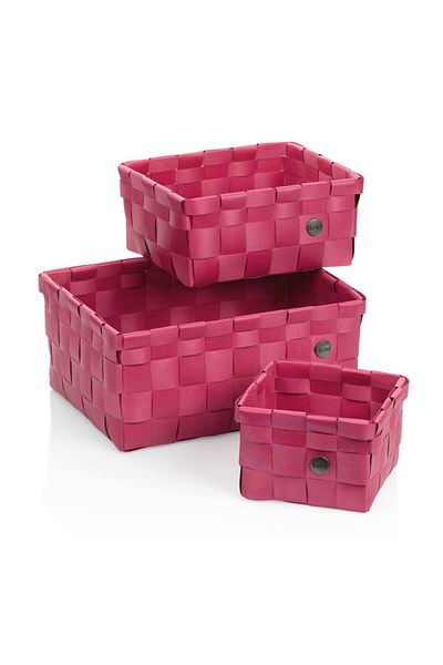 Kela Set of 3 raspberry red plastic baskets
