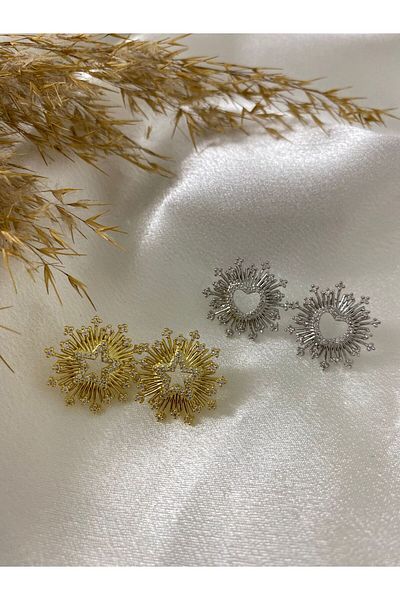 LUXURY Zircon Stone Detailed VIP Steel Earrings