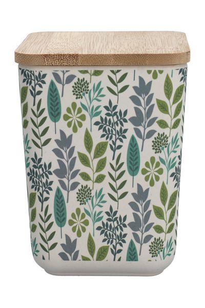 Felli Leaf and Floral Printed Bamboo Fiber Canister with Lid