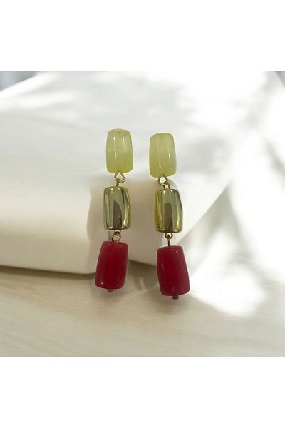 demirosa 3 Color Block Beaded Modern Earrings