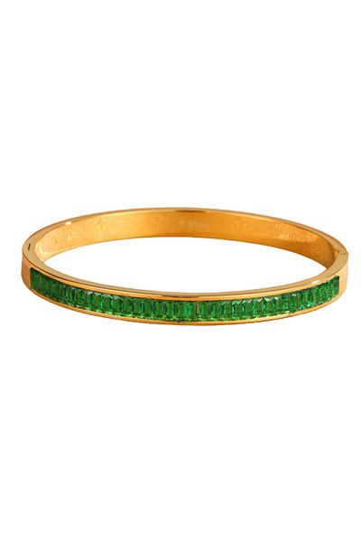 Tessero Bratara de dama tip Bangle fixa, model cristale cu efect de Sapphire, pietre zirconiu, otel inoxidab