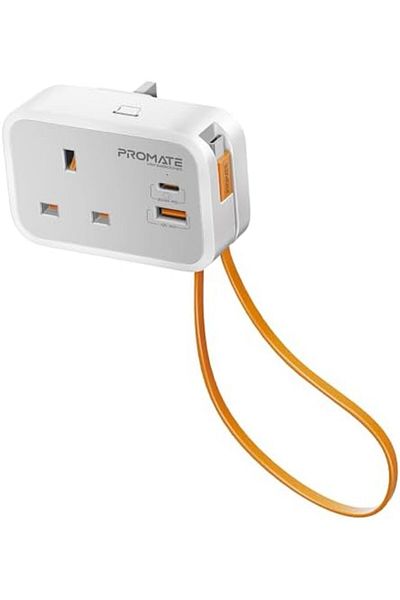 Promate 4 in 1 Multi-Functional AC Socket Charger 3250 W with Built-in 20W Power Delivery USB-C Cabl