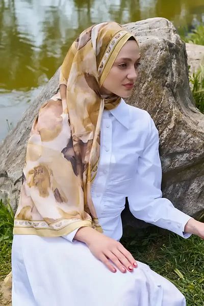 Madame Polo Σάλι Prestige Helia Pattern - Κίτρινο