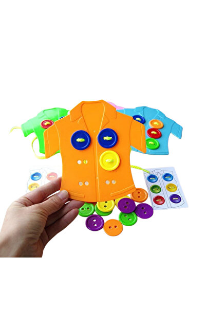 BubbyPlay Eğitici Kıyafet Gömlek Düğme Dikme Oyun 52 Prç Montessori Çocuklar Motor Beceri Zeka Gelişim Oyuncak