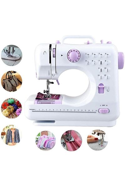 DAR Sewing machine, SM-505A, White-pink with 12 sewing patterns 181-36