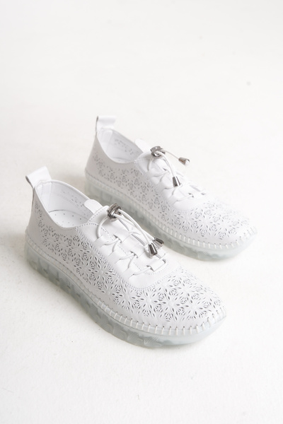 VONJE Soft White Genuine Leather Soft Sole Casual Shoes