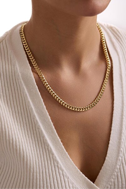 Tufanlar Kuyumculuk 14 Ayar Flat Düz Gurmet Altın Zincir Kolye (6.50 mm)