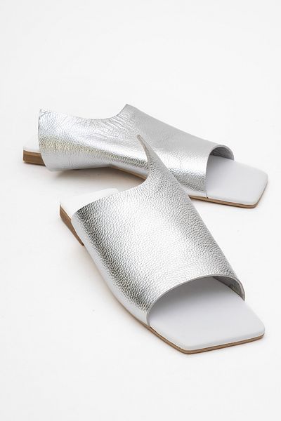 LuviShoes Lucky Silver Genuine Leather Women's Slippers