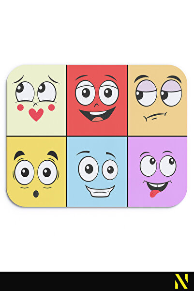 nilizma Emoticons Emojis Feelings Mood Themed Mouse Pad - 23 cm X 19 cm - Anti-Slip Base Mousepad