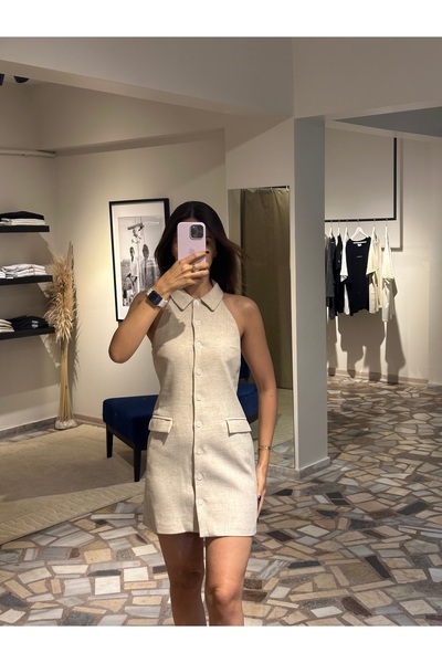 Butik Kadın halter yaka mini elbise