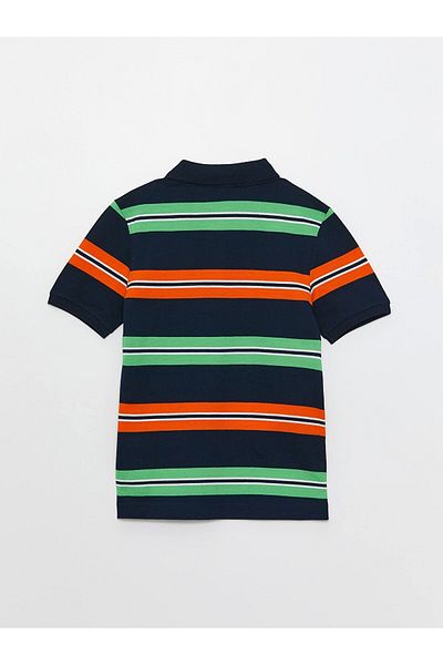 LC Waikiki Lcw Kids Orange Polo Neck Striped Short Sleeve Boy T-Shirt