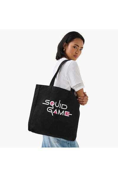 SP Characters Squid Game Print Shopper Bag with Double Handles