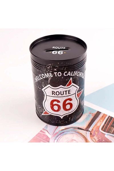 PUFO Pușculiță metalică Route 66, 13 cm, neagră