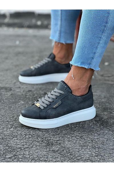 Celira Hs01 Gray Perforated Men's High Sole Shoes