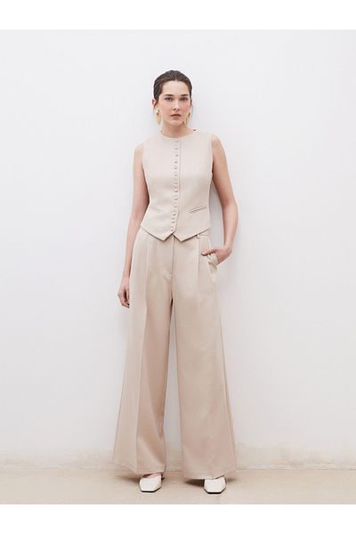LC Waikiki Loose Fit Crepe Women's Pleated Pants