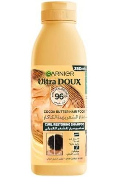 Garnier Ultra Doux Hair Food Curls Restoring Cocoa Butter Hair Food Shampoo for Dry Curly Hair 350ML